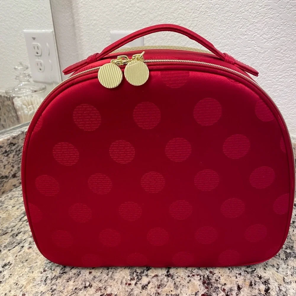 New Estée Lauder 2025 Glam Holiday Red Polka Dot Makeup Train Case